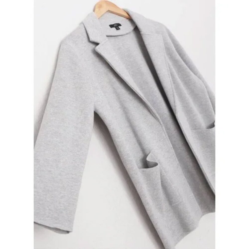J.Crew Sophie Open Front Sweater Knit Blazer Jacket M Gray Grey Merino Wool $168 - Picture 10 of 16